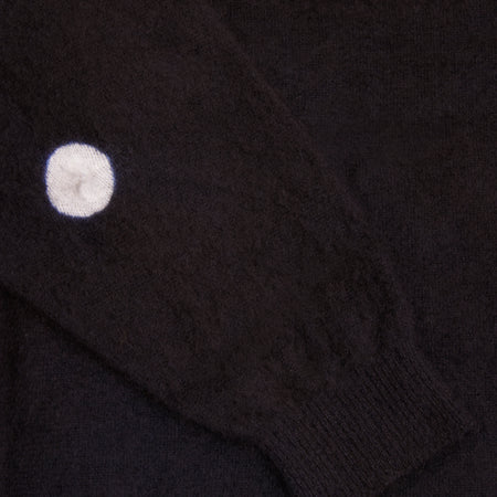 Suzusan Seamless Turtleneck Wide Pullover in Black / Light Grey Shibori Dot