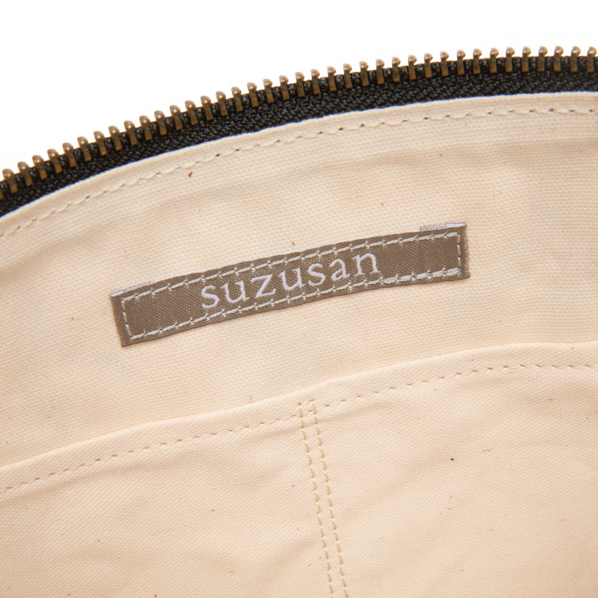 Suzusan Large Organic Cotton Pouch in Black/Ivory