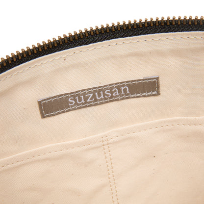 Suzusan Large Organic Cotton Pouch in Black/Ivory