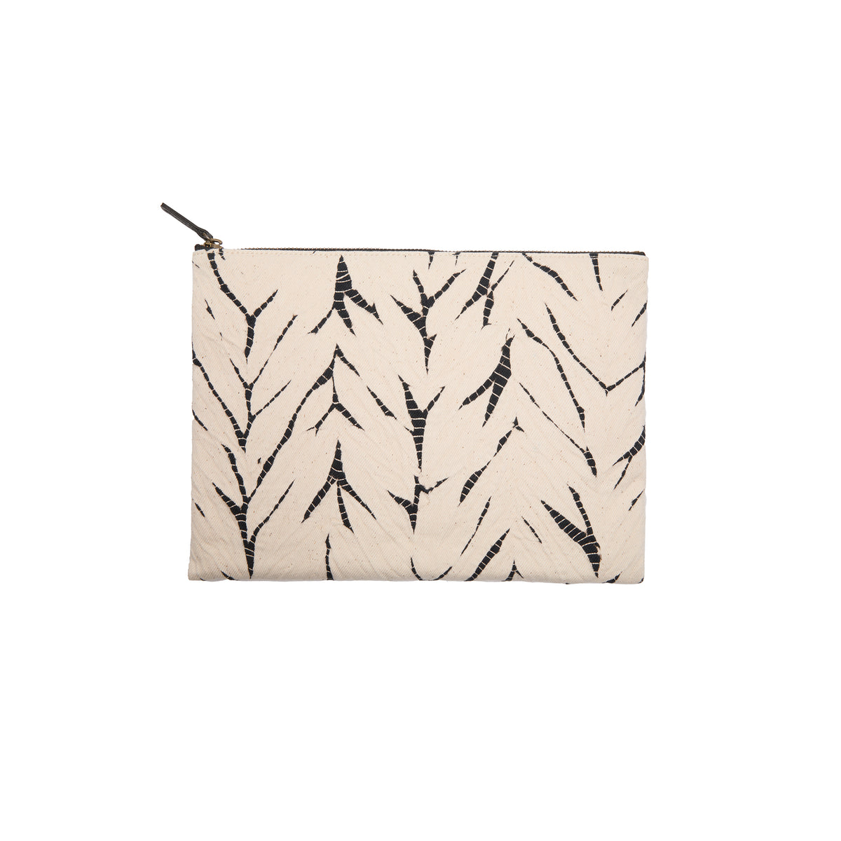 Suzusan Large Organic Cotton Pouch in Black/Ivory
