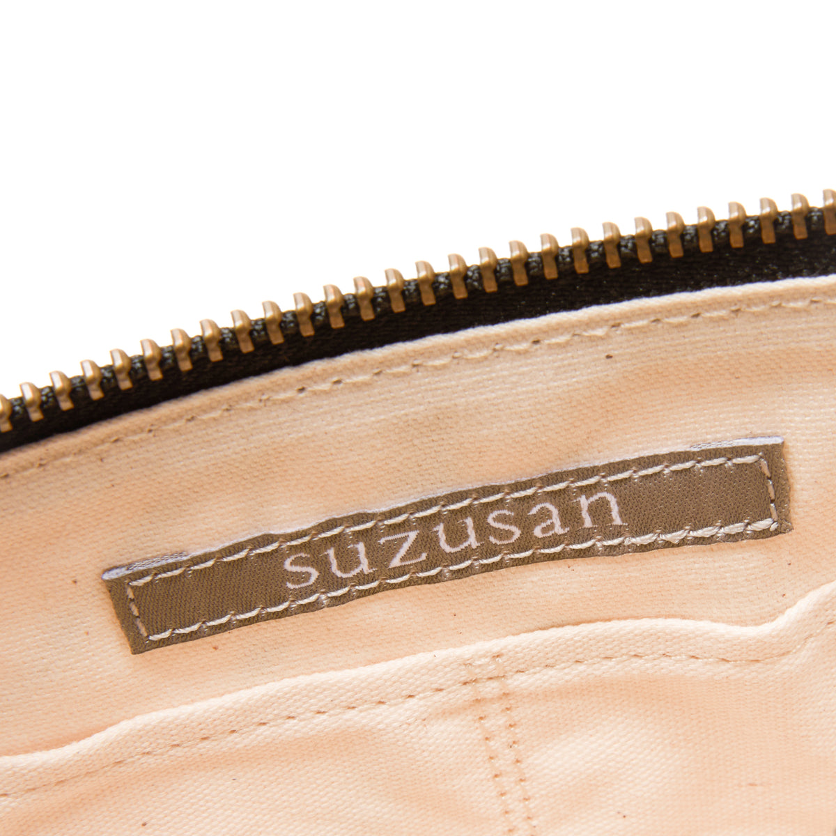 Suzusan Small Organic Cotton Pouch in Black/Ivory