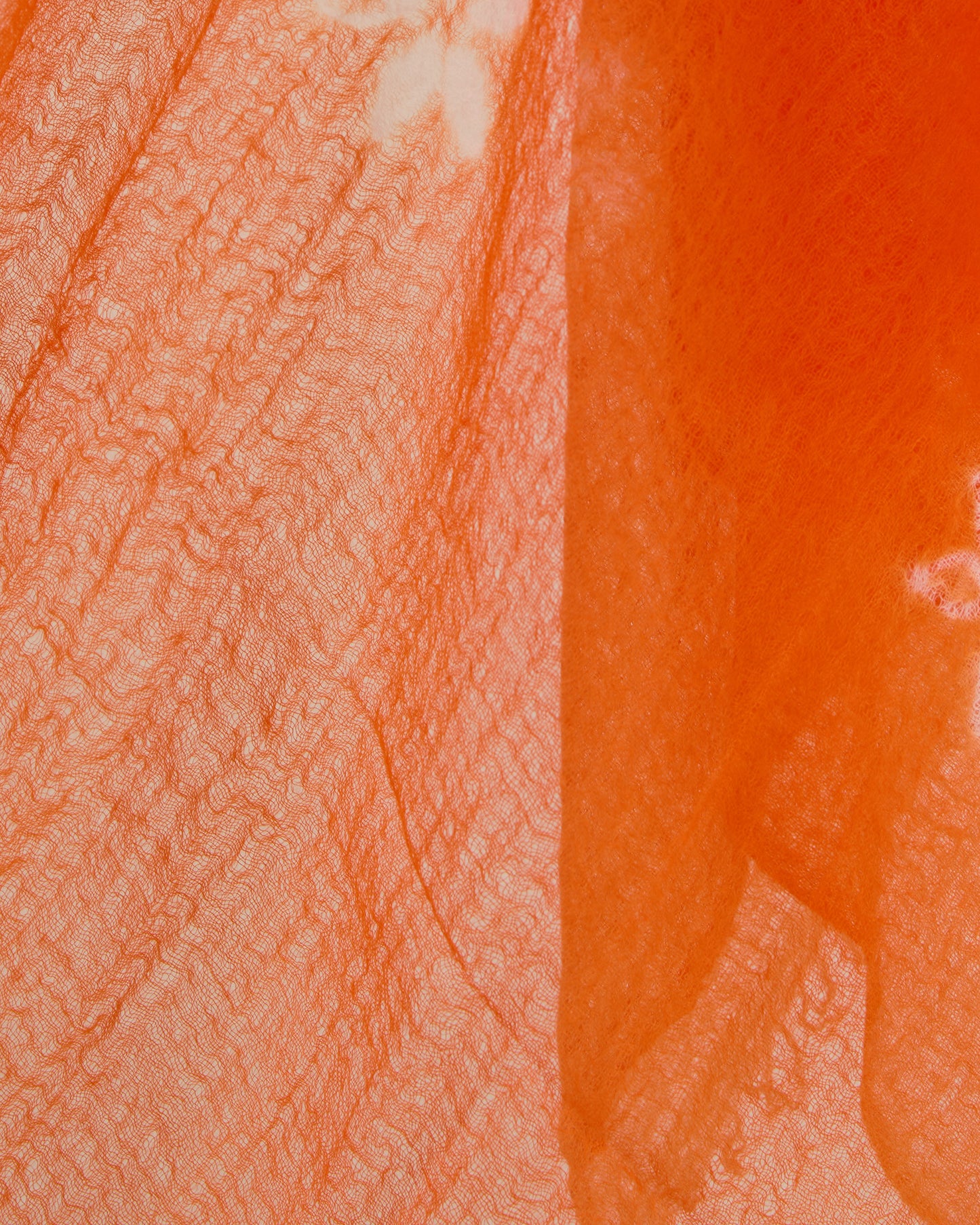 Suzusan Handwoven Featherweight Cashmere Shawl in Orange/ White