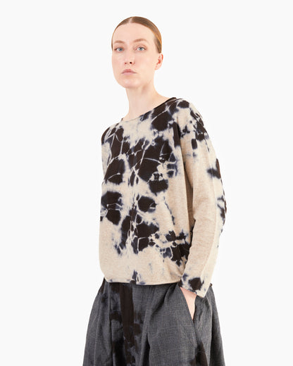 Suzusan Cashmere Wide Pullover in Black-Sand