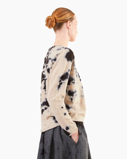 Suzusan Cashmere Wide Pullover in Black-Sand