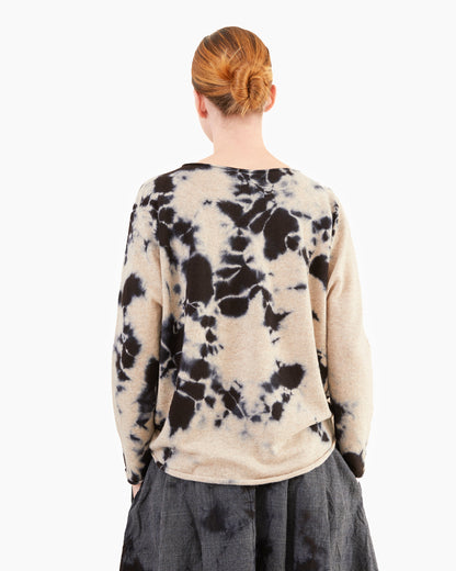 Suzusan Cashmere Wide Pullover in Black-Sand