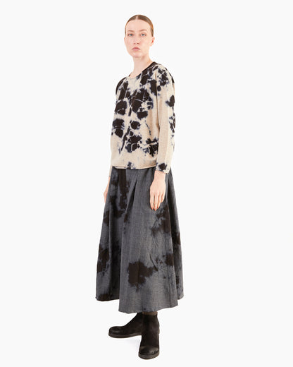 Suzusan Wool Glen Check Pleated Skirt in Black/Grey