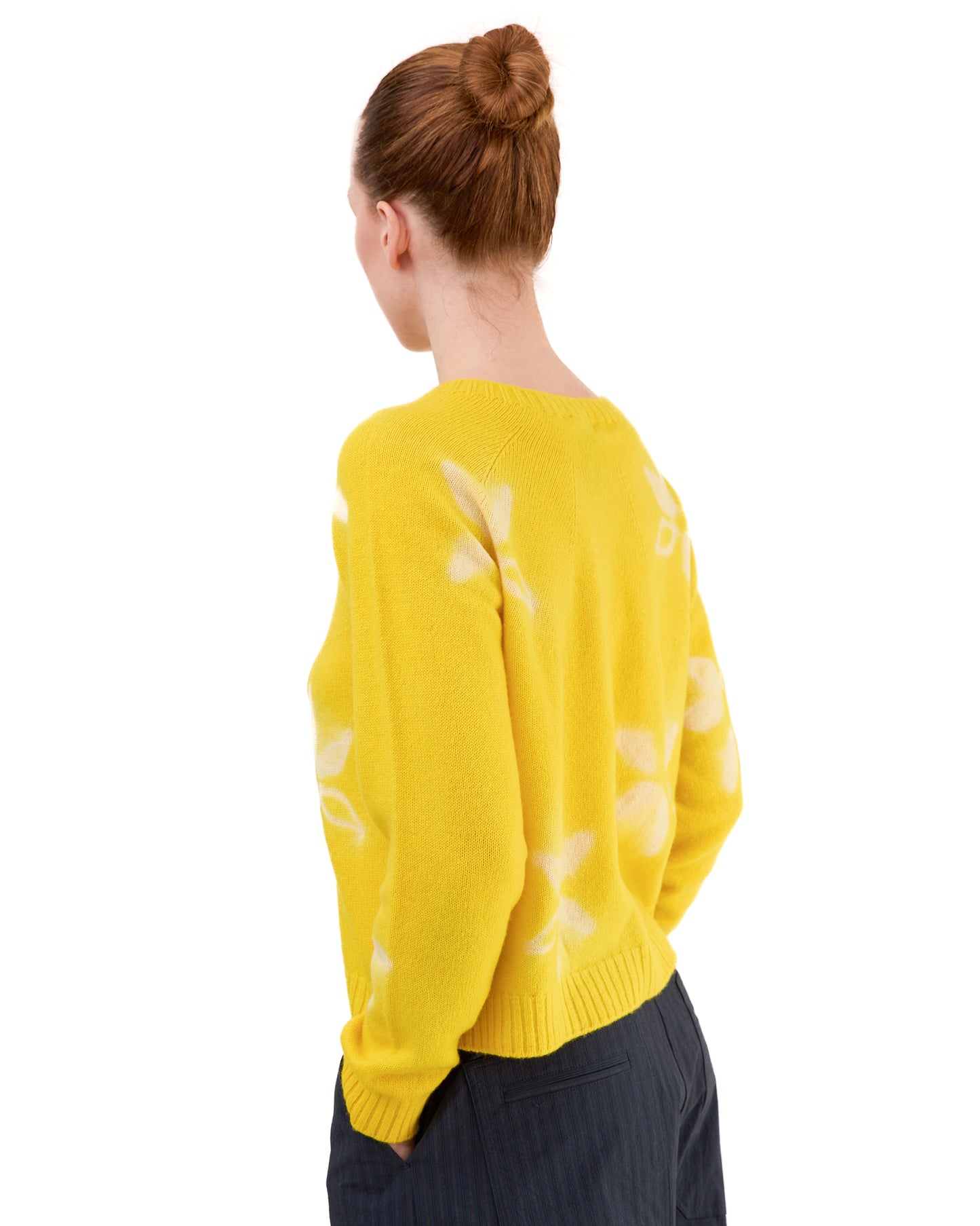 Suzusan Seamless Short Pullover Sekka Shibori in Sun Yellow/ Buttercup