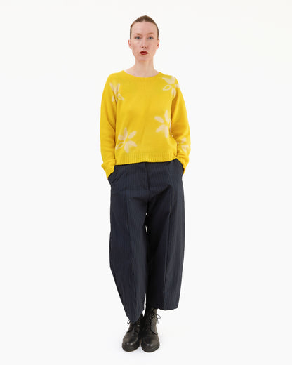 Suzusan Seamless Short Pullover Sekka Shibori in Sun Yellow/ Buttercup