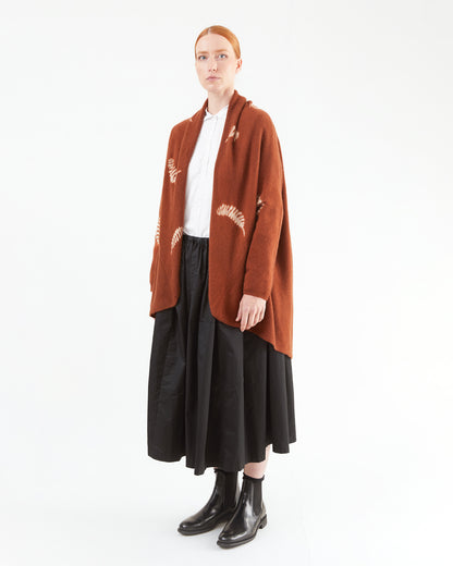 Suzusan Cashmere Seamless Upside Down Cape in Brown/ Sand