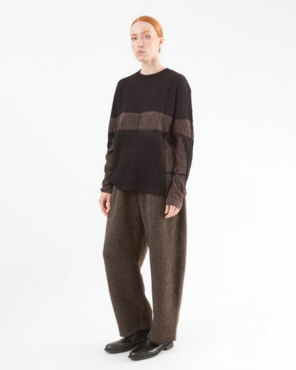 Suzusan Jersey Itajime Shibori L/S T-Shirt in Black/ Umber