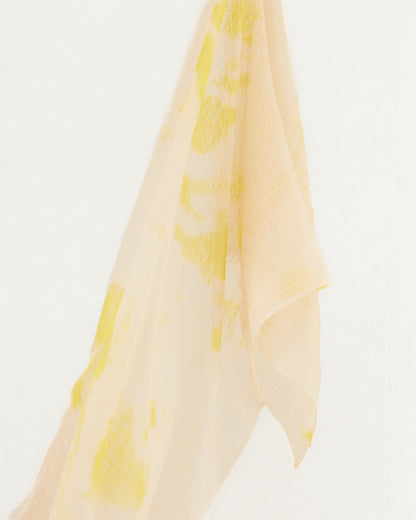 Suzusan Handwoven Featherweight Cashmere Shawl in Sun Yellow/ Sand