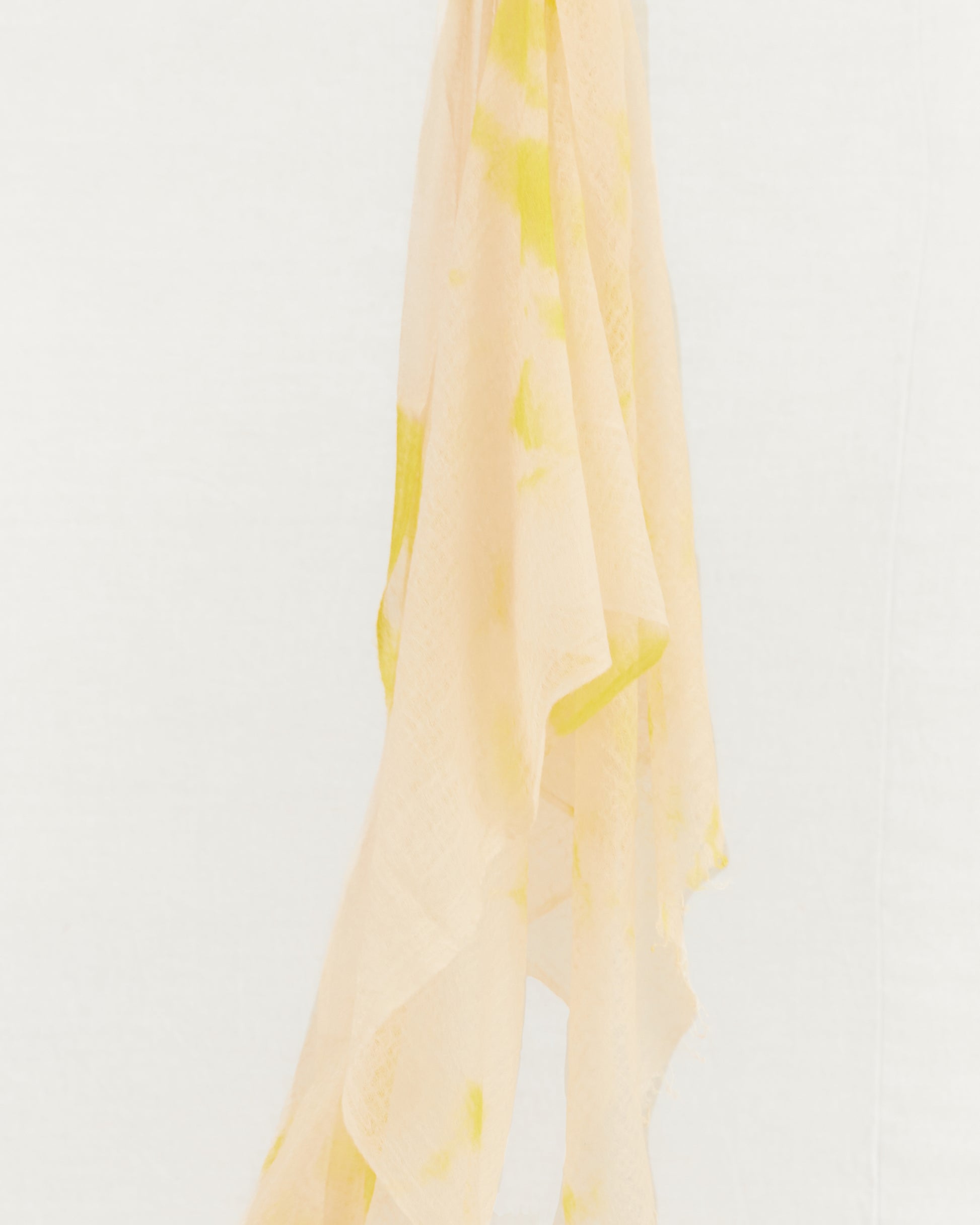 Suzusan Handwoven Featherweight Cashmere Shawl in Sun Yellow/ Sand