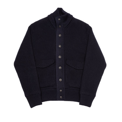 Valstar Valstarino Knitted Virgin Wool Jacket in Navy