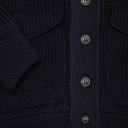Valstar Valstarino Knitted Virgin Wool Jacket in Navy