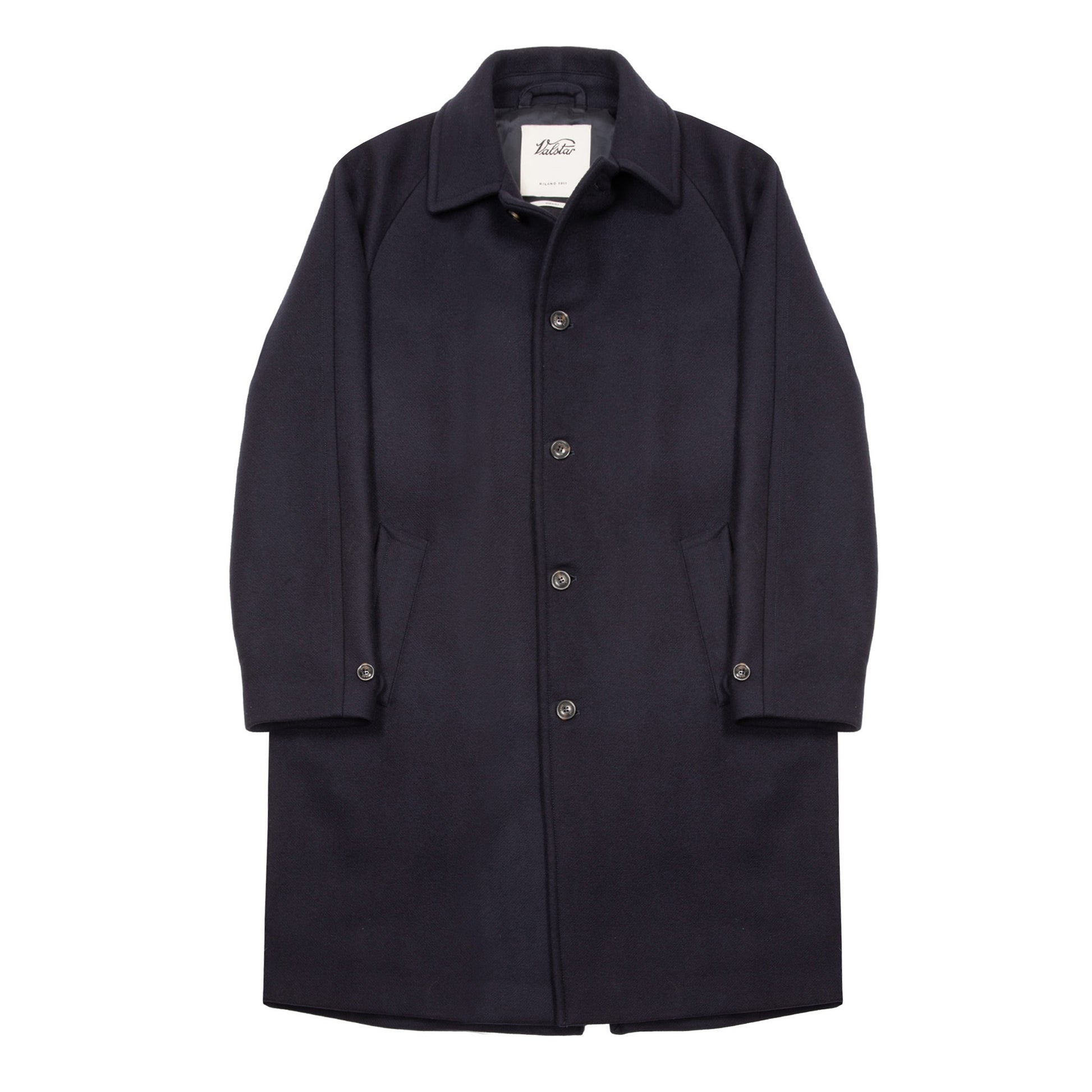 Valstar Vittoria Felted Virgin Wool Overcoat in Navy