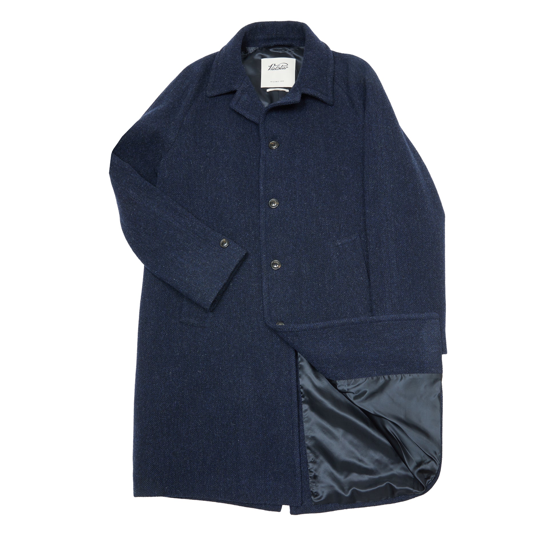 Valstar Vittoria Broken Twill Virgin Wool Overcoat in Navy/Blue