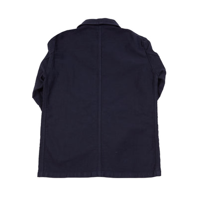 Workwear jacket in French moleskin a densely woven cotton cloth with a nice "dry" handle. Five-button jacket; unstructured and unlined.  Made in France.