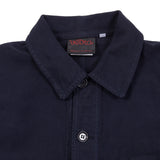 Workwear jacket in French moleskin a densely woven cotton cloth with a nice "dry" handle. Five-button jacket; unstructured and unlined.  Made in France.