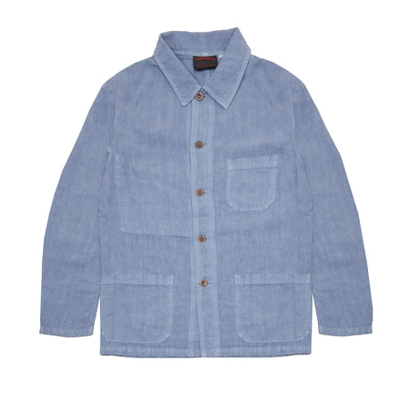 Vetra 3L15/5C Heavy Linen Workwear Jacket in Forget-Me-Not Blue