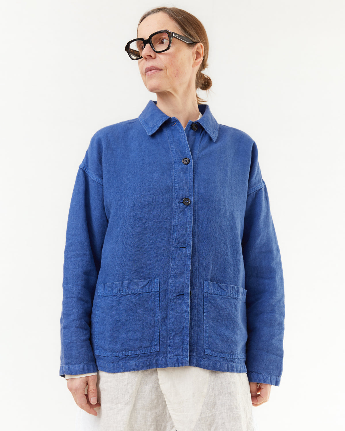 Veste En Lin Marine ELENA MIRO Taille 54 (UK 24/26) - Style Sport Chic - Neuf Sans étiquettes