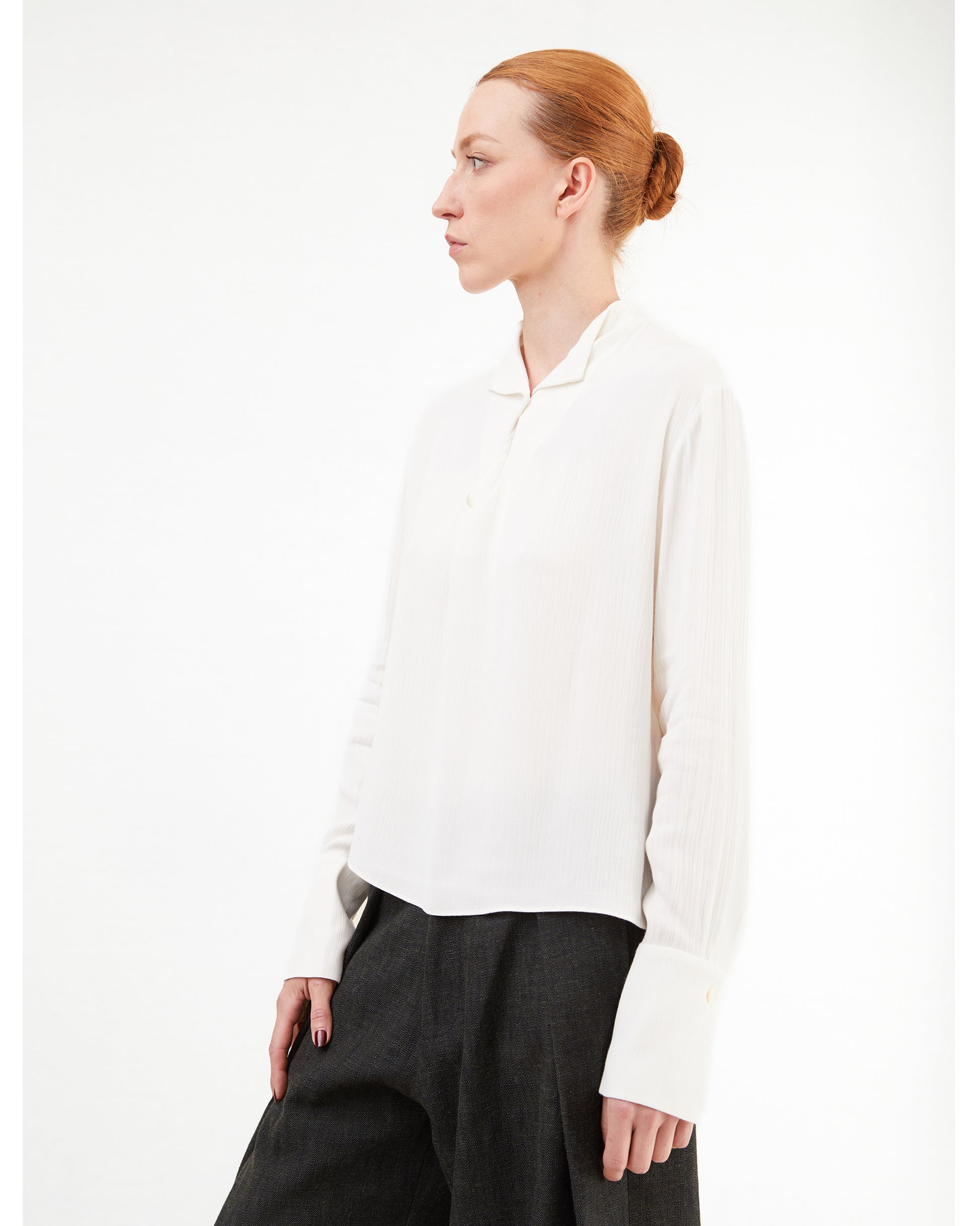 Wright + Doyle Silk Joyce Shirt in Bone