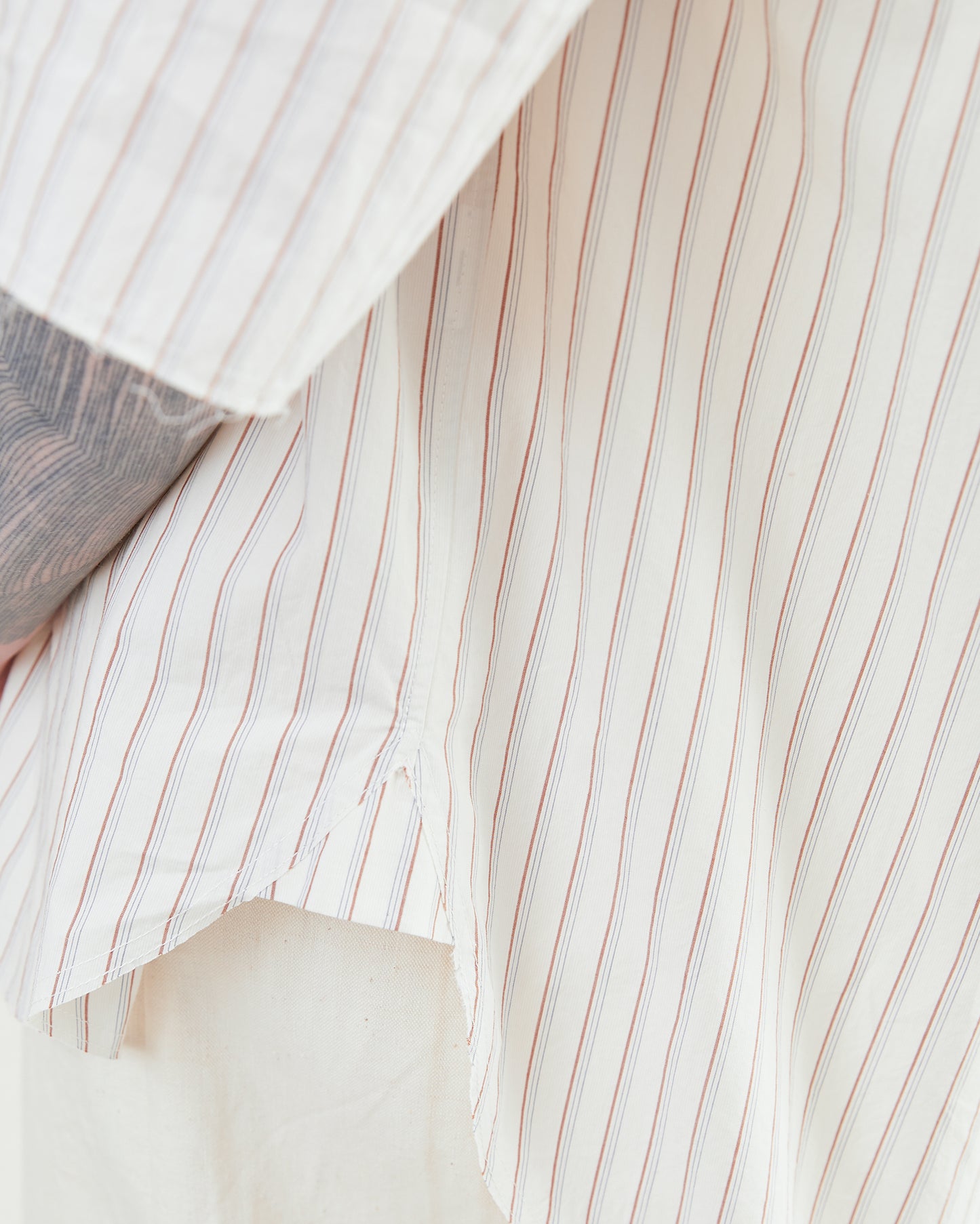 Wright + Doyle Manaton Shirt in Chalk/Brick Pinstripe