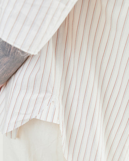 Wright + Doyle Manaton Shirt in Chalk/Brick Pinstripe