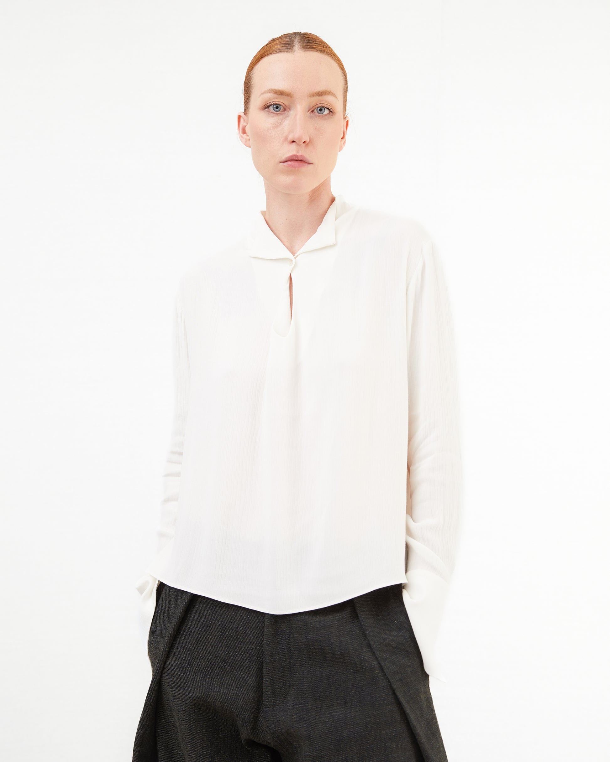 Wright + Doyle Silk Joyce Shirt in Bone