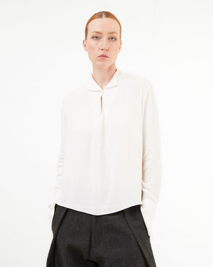 Wright + Doyle Silk Joyce Shirt in Bone