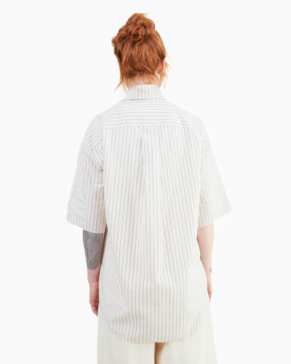 Wright + Doyle Manaton Shirt in Chalk/Brick Pinstripe