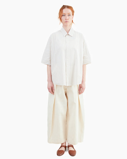 Wright + Doyle Manaton Shirt in Chalk/Brick Pinstripe