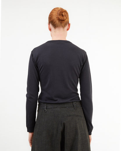 Wright + Doyle Merino Long Sleeve Top in Ebony