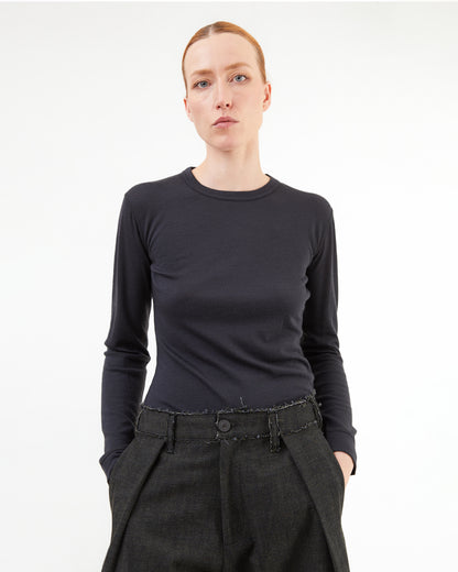 Wright + Doyle Merino Long Sleeve Top in Ebony