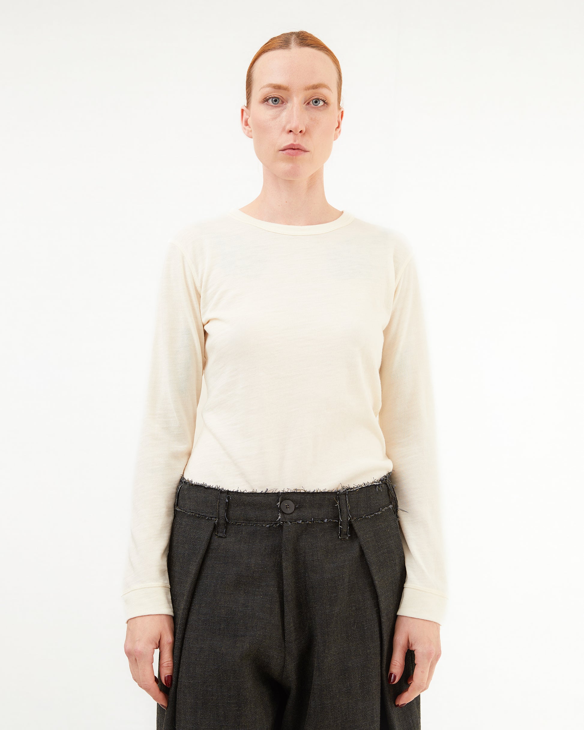 Wright + Doyle Merino Long Sleeve Top in Chalk