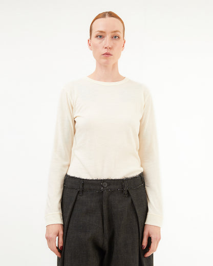 Wright + Doyle Merino Long Sleeve Top in Chalk