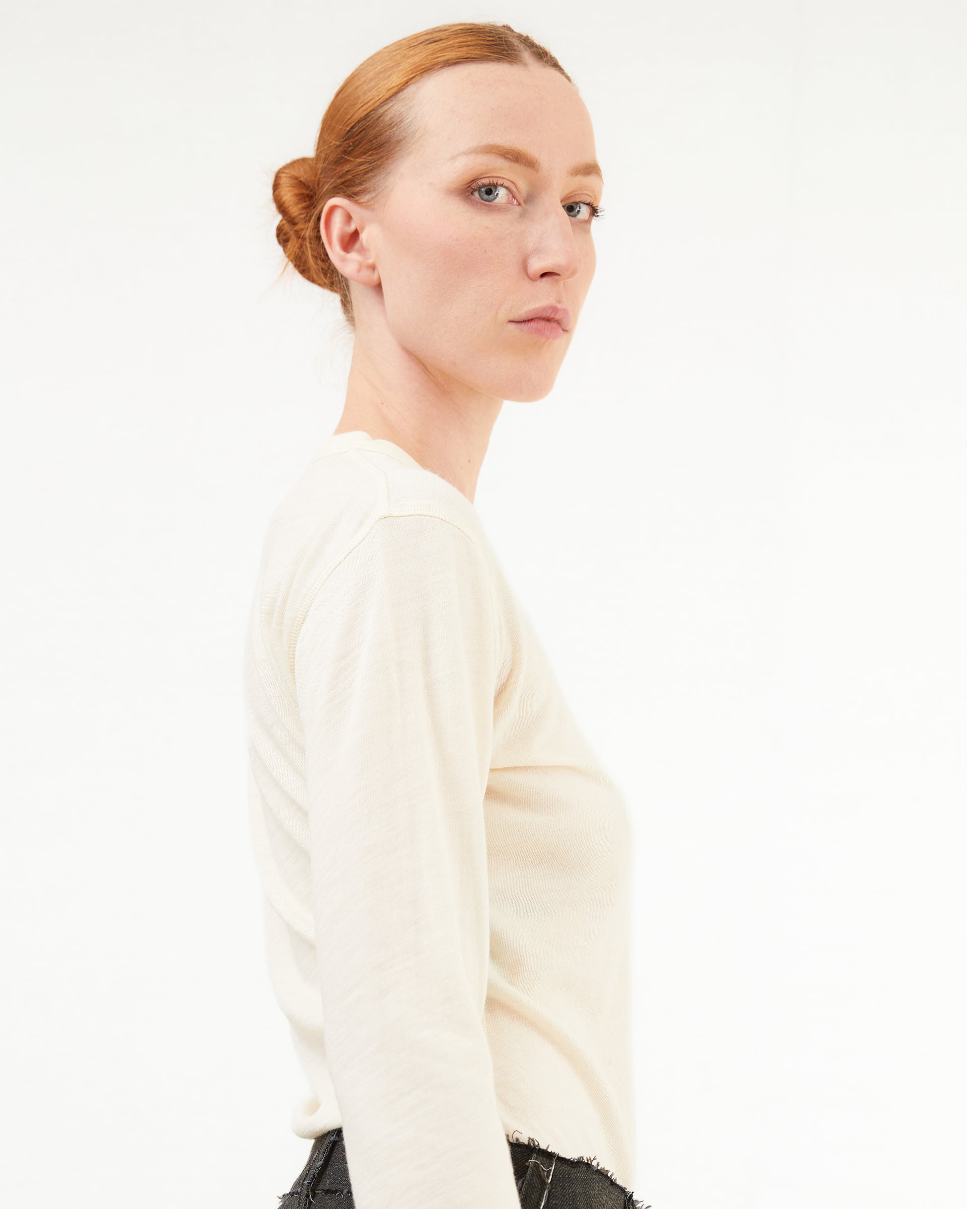 Wright + Doyle Merino Long Sleeve Top in Chalk