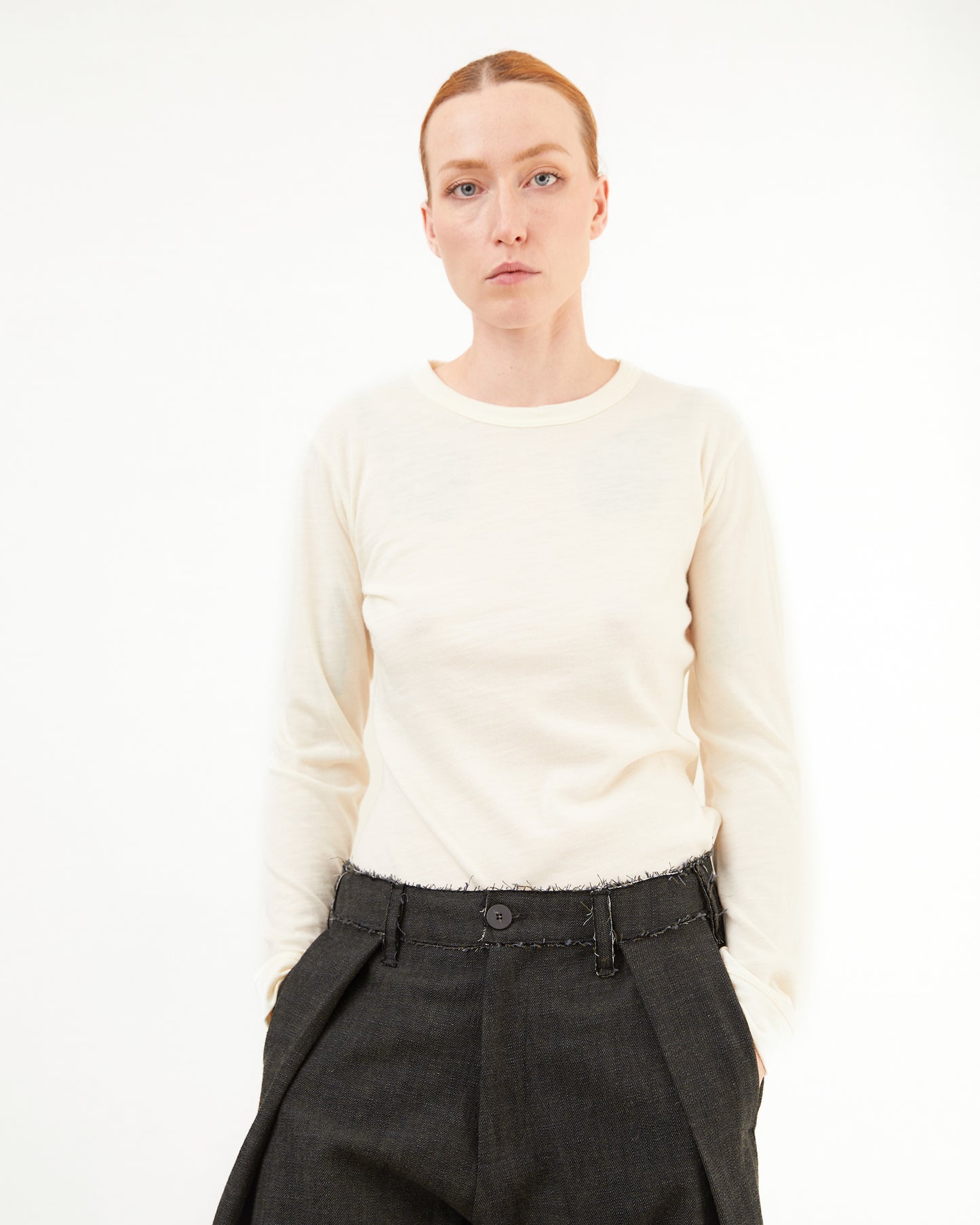 Wright + Doyle Merino Long Sleeve Top in Chalk