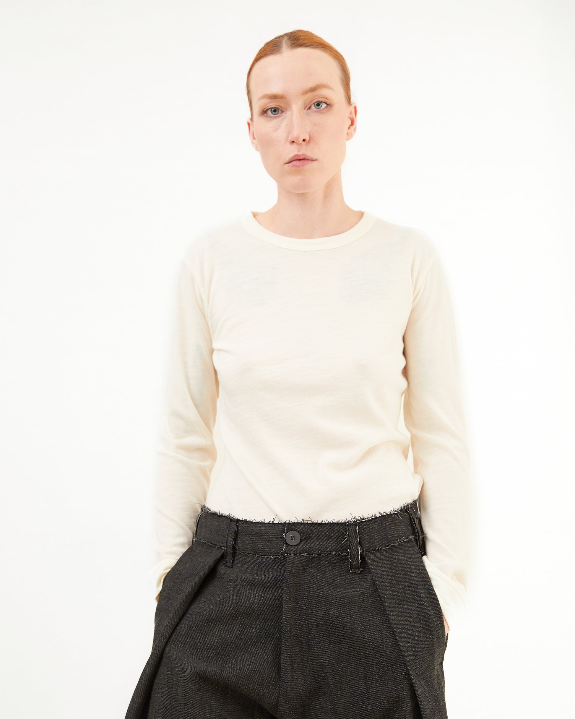 Wright + Doyle Merino Long Sleeve Top in Chalk