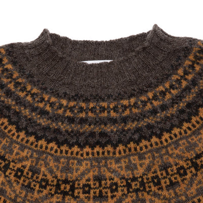 Harley Voe True Shetland Fair Isle Yoke Jumper in Grey/Gold 3