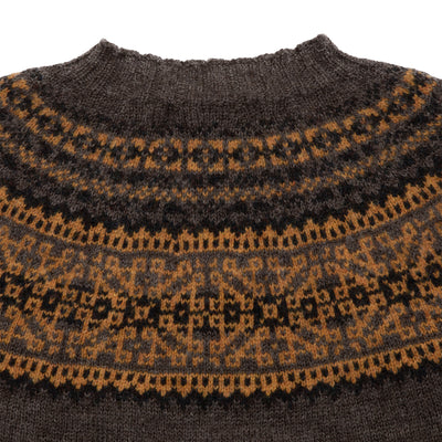 Harley Voe True Shetland Fair Isle Yoke Jumper in Grey/Gold 4