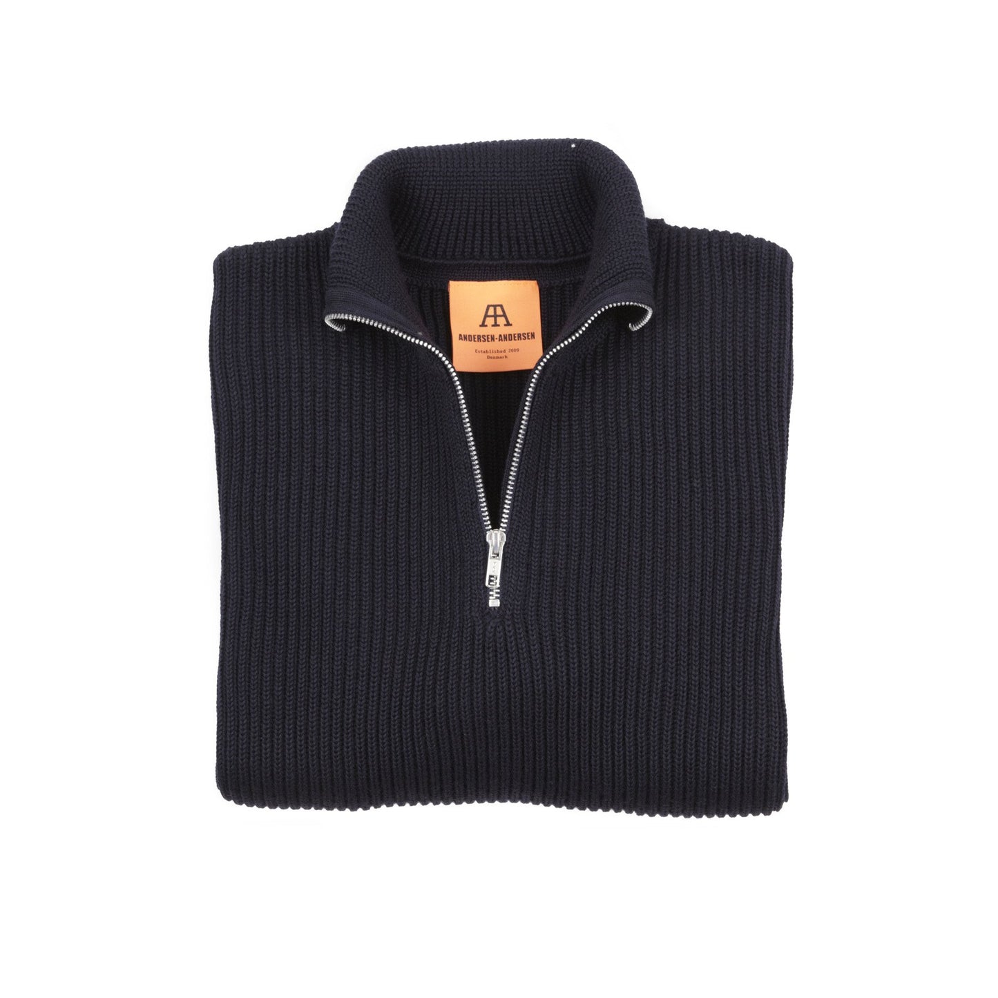 Andersen-Andersen Zip Neck Navy Sweater in Navy