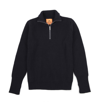 Andersen-Andersen Zip Neck Navy Sweater in Navy