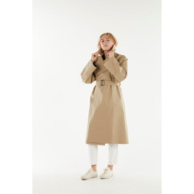 Mackintosh Women's Kintore Bonded Cotton Overcoat in Fawn