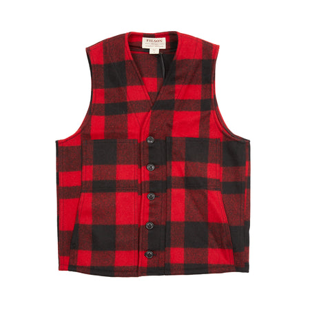 Filson Wool Mackinaw Vest in Red Check
