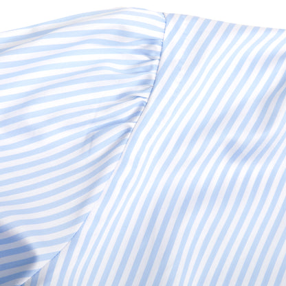 Finamore Cotton Pyjamas in White / Blue Stripe