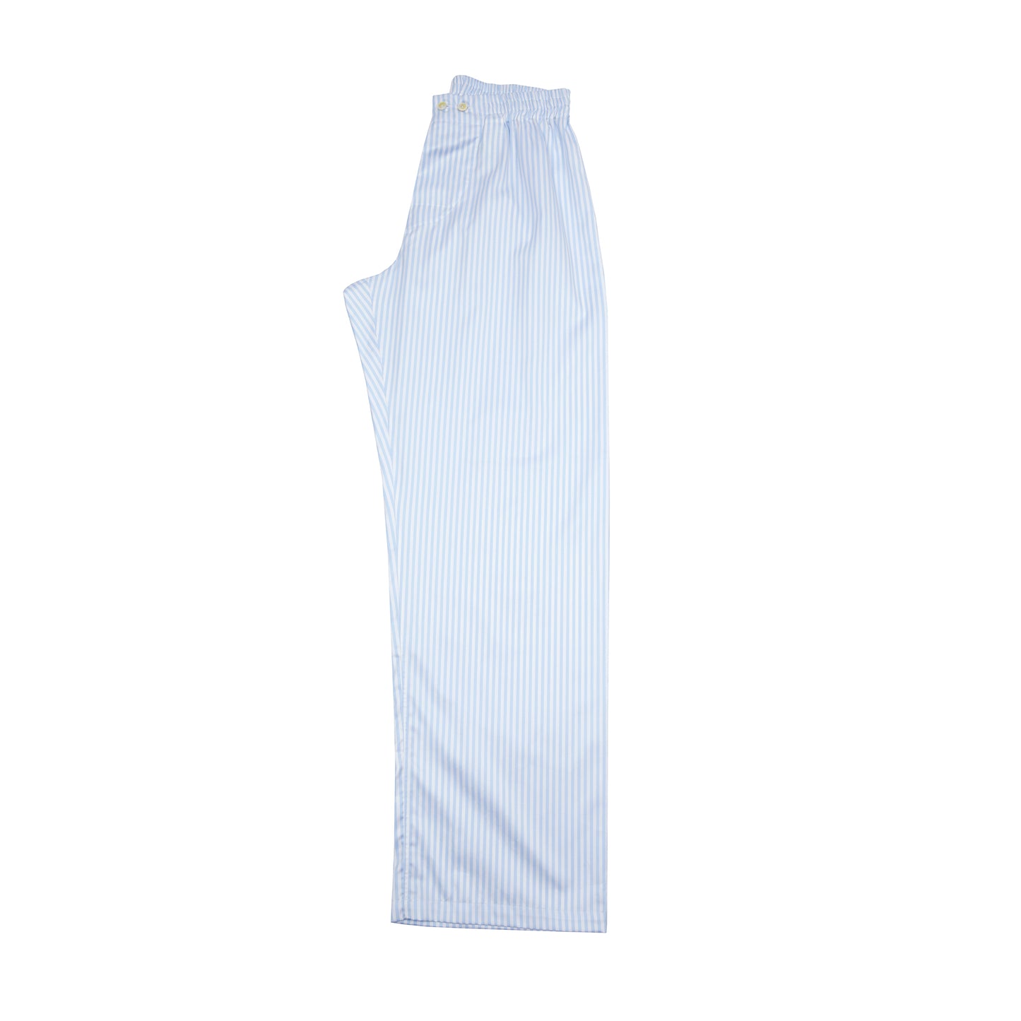 Finamore Cotton Pajamas in White / Blue Stripe
