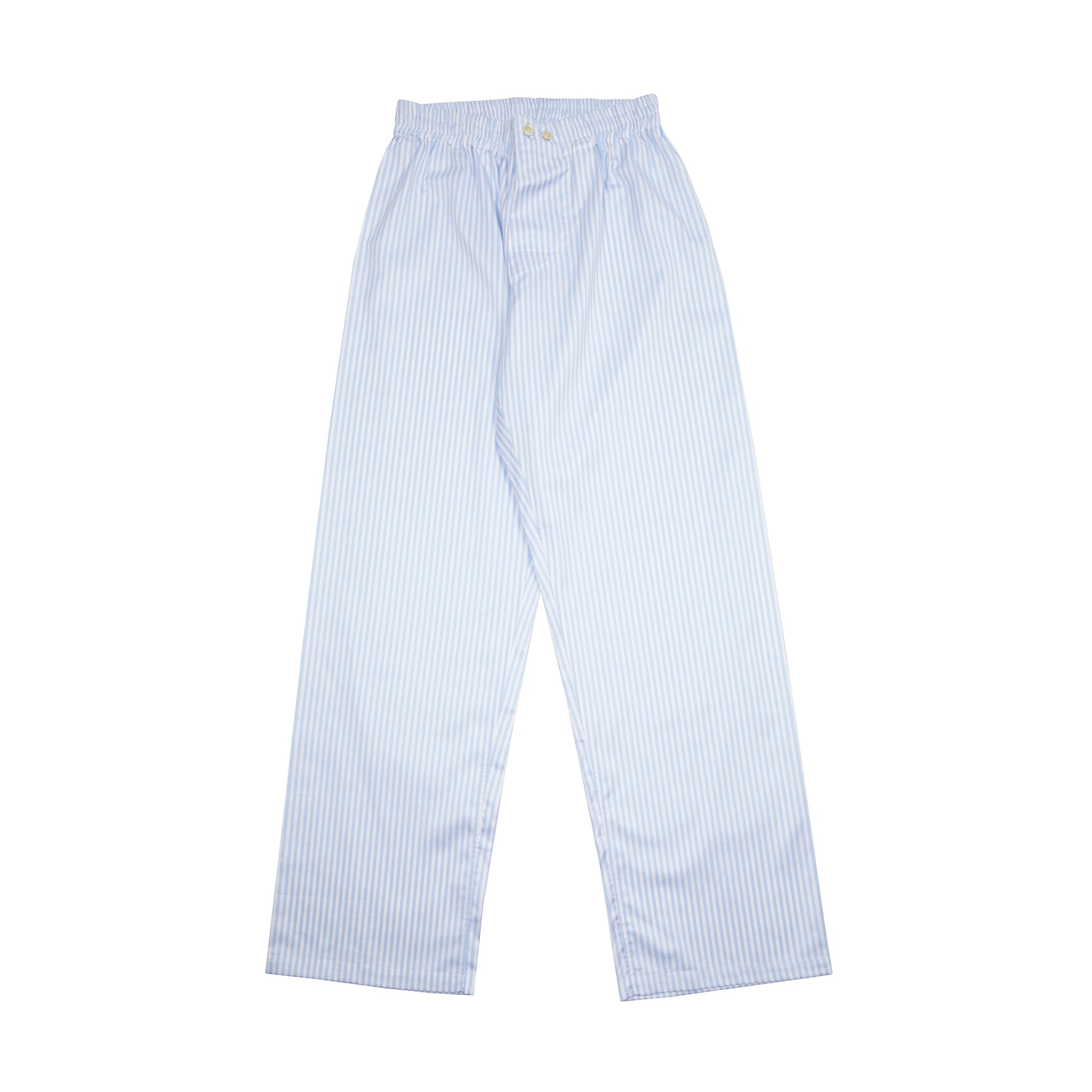 Finamore Cotton Pajamas in White / Blue Stripe