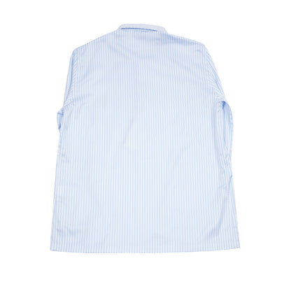 Finamore Cotton Pajamas in White / Blue Stripe