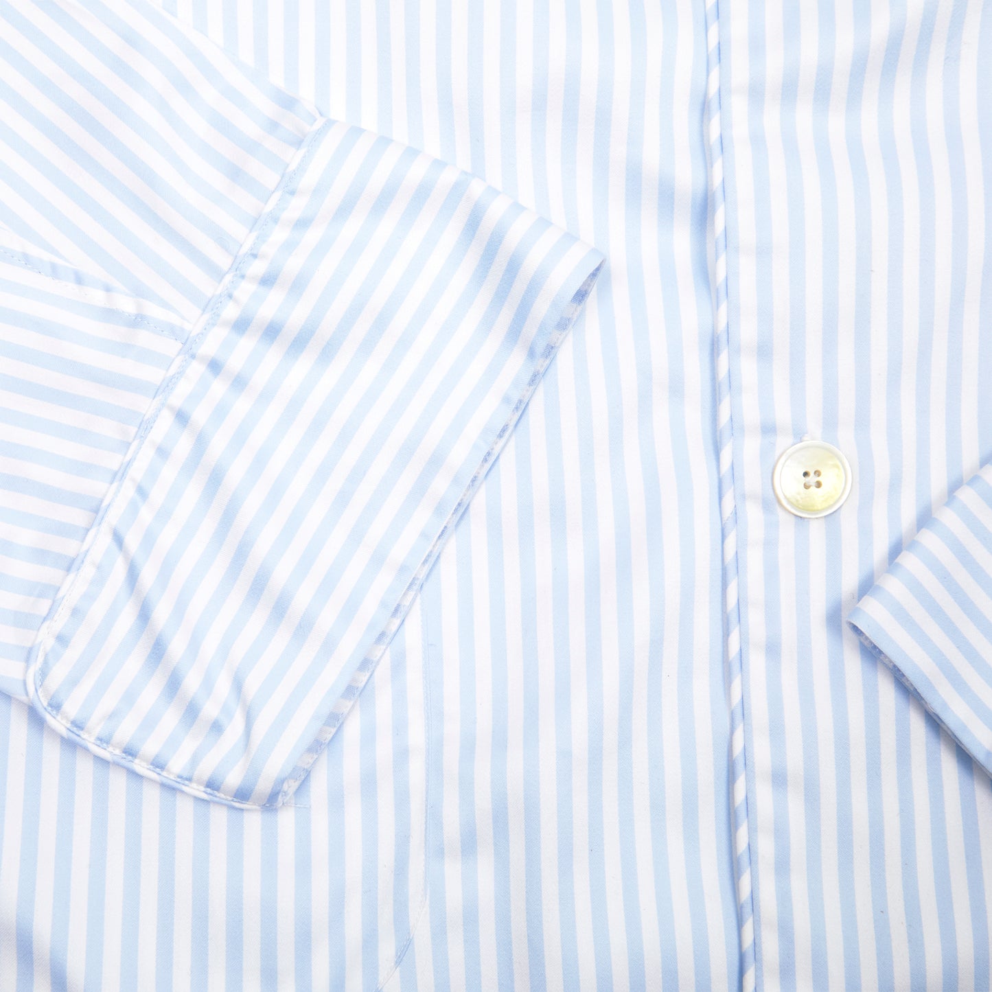 Finamore Cotton Pyjamas in White / Blue Stripe