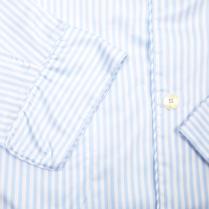 Finamore Cotton Pyjamas in White / Blue Stripe